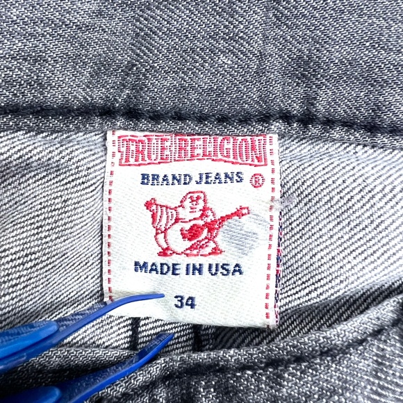 🚫SOLD!👖NWOT |•TRUE RELIGION•| Grey 'Ricky' Straight Leg Flap Pocket Jeans 34 - Picture 14 of 16